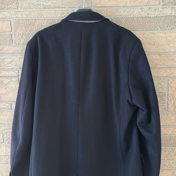 BANANA REPUBLIC Navy Blue TOP COAT Navy Blue ZIP BUTTON WOOL BLEND Large - Picture 7 of 15